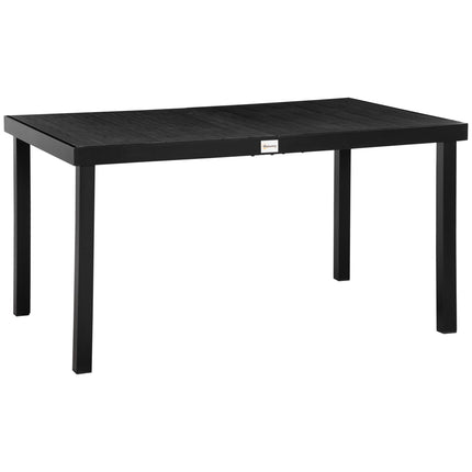 Esstisch für draußen für 6 Personen, pflegeleichtes Aluminium, schwarz