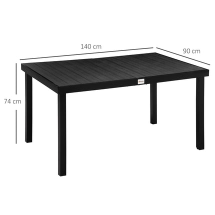 Esstisch für draußen für 6 Personen, pflegeleichtes Aluminium, schwarz