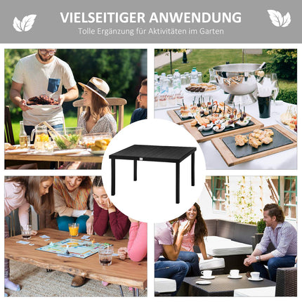 Esstisch für draußen für 6 Personen, pflegeleichtes Aluminium, schwarz