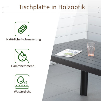 Gartentisch aus schwarzem Aluminium – wetterfest und langlebig