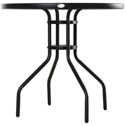 Černý bistro stolek - deska z tvrzeného skla, průměr 80 cm