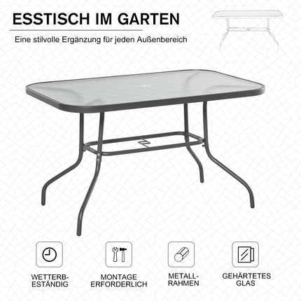 Garden bistro table, Tempered glass top, 120x80x70 cm