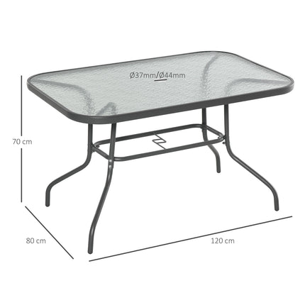 Garden bistro table, Tempered glass top, 120x80x70 cm