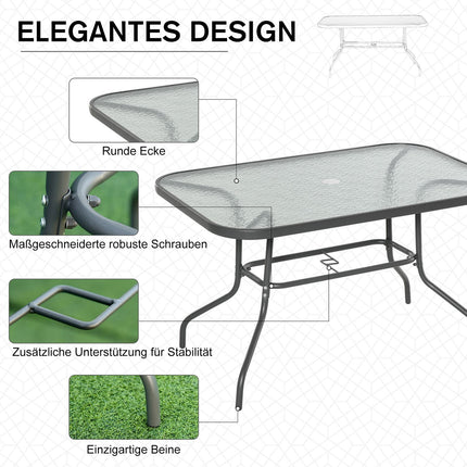 Garden bistro table, Tempered glass top, 120x80x70 cm