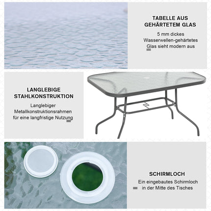 Garden bistro table, Tempered glass top, 120x80x70 cm
