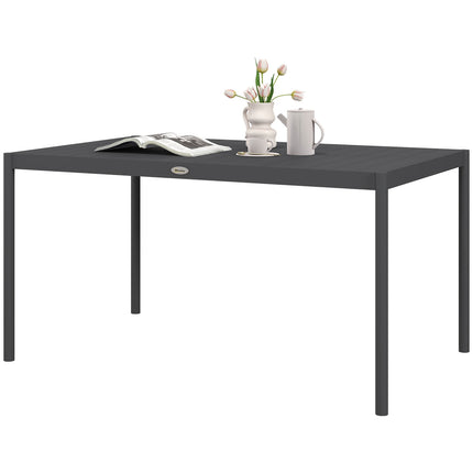 Aluminum patio dining table for 6, dark grey, 145x90x74 cm
