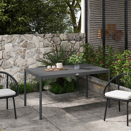 Aluminum patio dining table for 6, dark grey, 145x90x74 cm