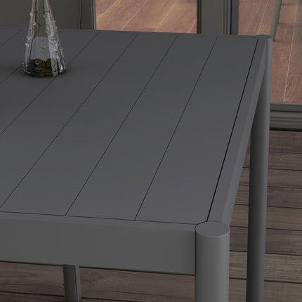 Aluminum patio dining table for 6, dark grey, 145x90x74 cm