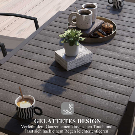 Ausziehbarer Gartentisch aus Aluminium für 6 Personen – Grau