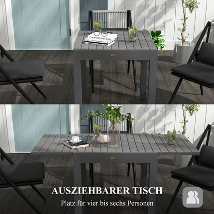 Ausziehbarer Gartentisch aus Aluminium für 6 Personen – Grau