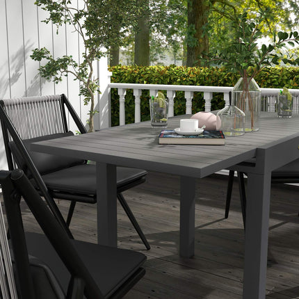 Ausziehbarer Gartentisch aus Aluminium für 6 Personen – Grau