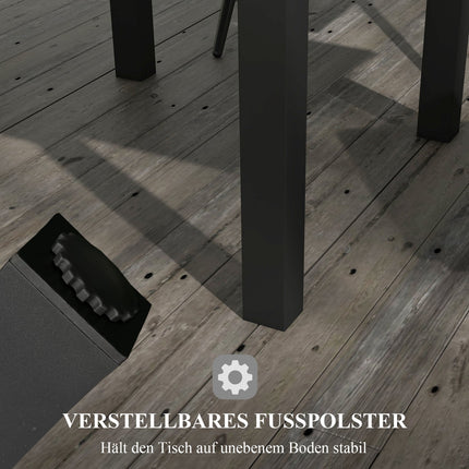 Ausziehbarer Gartentisch aus Aluminium für 6 Personen – Grau
