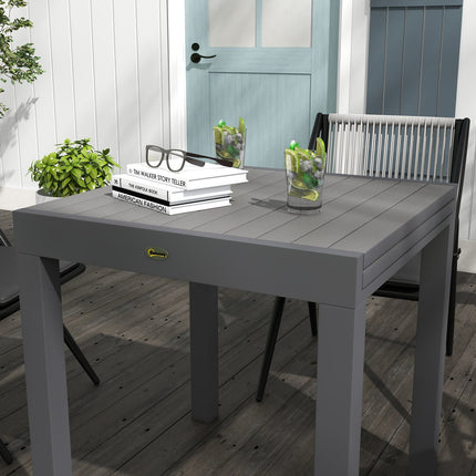Ausziehbarer Gartentisch aus Aluminium für 6 Personen – Grau