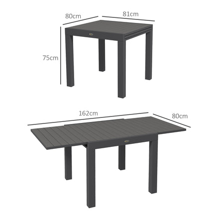 Ausziehbarer Gartentisch aus Aluminium für 6 Personen – Grau