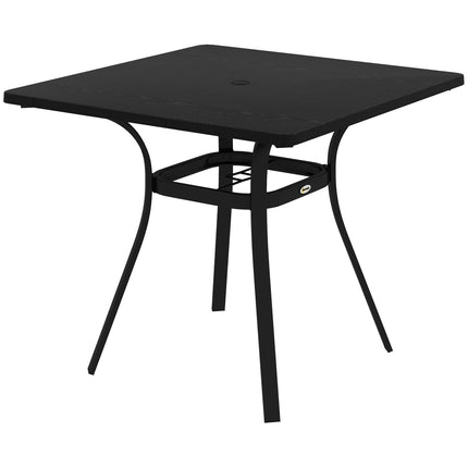 Quadratischer Gartentisch, Stahl, 4-Sitzer, Schwarz, 80x80 cm