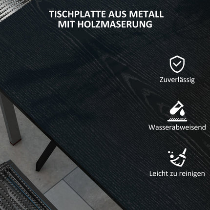 Quadratischer Gartentisch, Stahl, 4-Sitzer, Schwarz, 80x80 cm