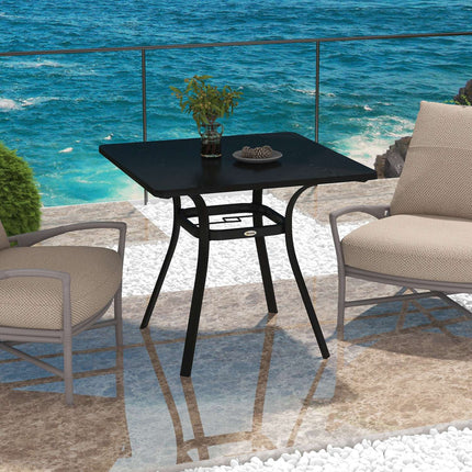 Quadratischer Gartentisch, Stahl, 4-Sitzer, Schwarz, 80x80 cm