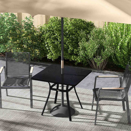 Quadratischer Gartentisch, Stahl, 4-Sitzer, Schwarz, 80x80 cm