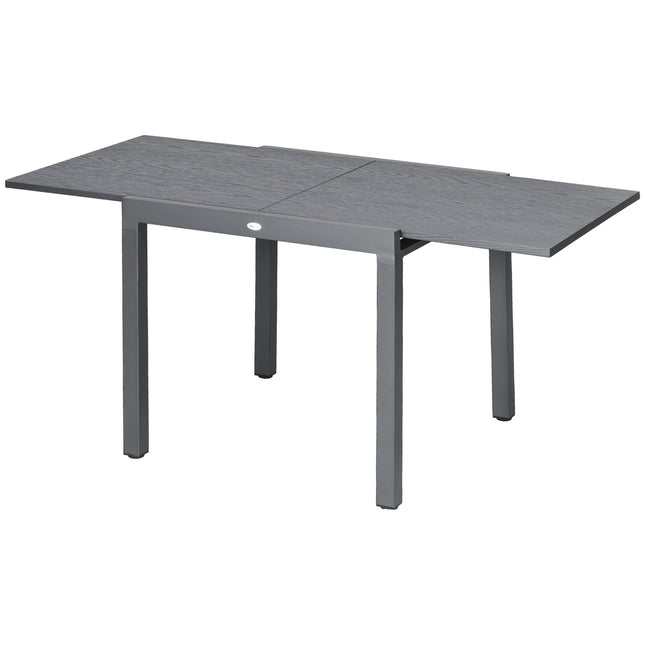 Ausziehbarer Gartentisch, Holzoptik, 6 Stühle, Stahl