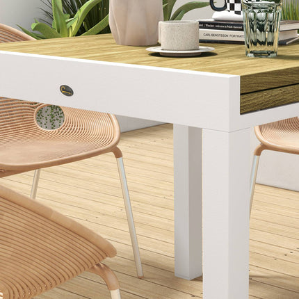 Ausziehbarer Gartentisch, Holzoptik, für 6 Personen, weiß