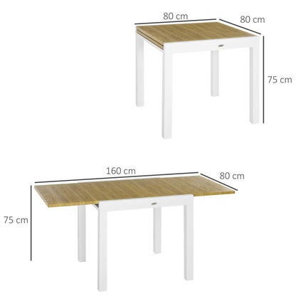 Ausziehbarer Gartentisch, Holzoptik, für 6 Personen, weiß