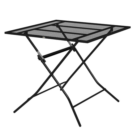 Klappbarer Gartentisch aus Stahl, quadratisch, 70 kg Belastbarkeit, schwarz