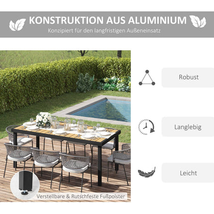 Gartentisch aus Aluminium für 8 Personen, pflegeleichte Oberfläche