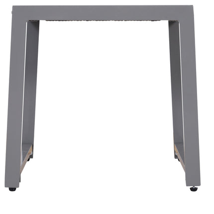 Gartenseitenbeistelltisch, gehärtetes Glas, Polyrattan & Aluminium