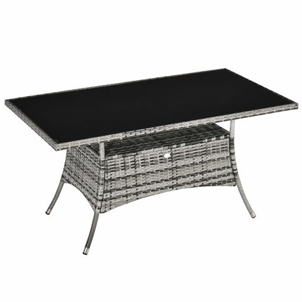Gartentisch, Glasplatte, Polyrattan, 150x85x74 cm