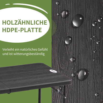 Höhenverstellbarer klappbarer Gartentisch - Stahlgestell, 4 Sitzplätze