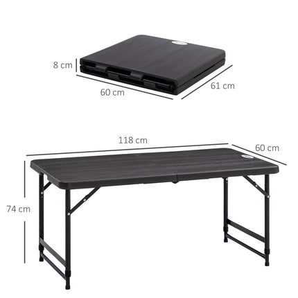 Höhenverstellbarer klappbarer Gartentisch - Stahlgestell, 4 Sitzplätze