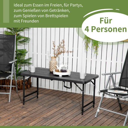 Höhenverstellbarer klappbarer Gartentisch - Stahlgestell, 4 Sitzplätze