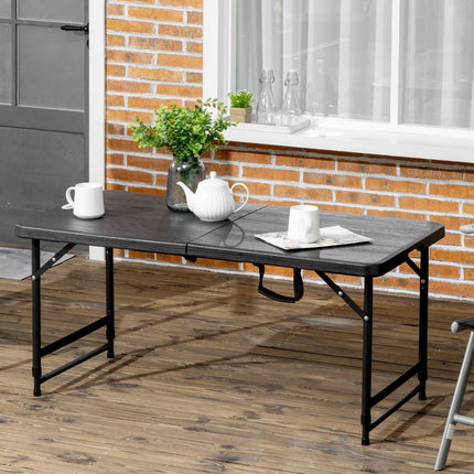Höhenverstellbarer klappbarer Gartentisch - Stahlgestell, 4 Sitzplätze