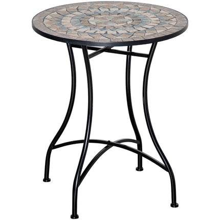 Runder Gartentisch in Mosaik - Keramik, Metall Ø60cm