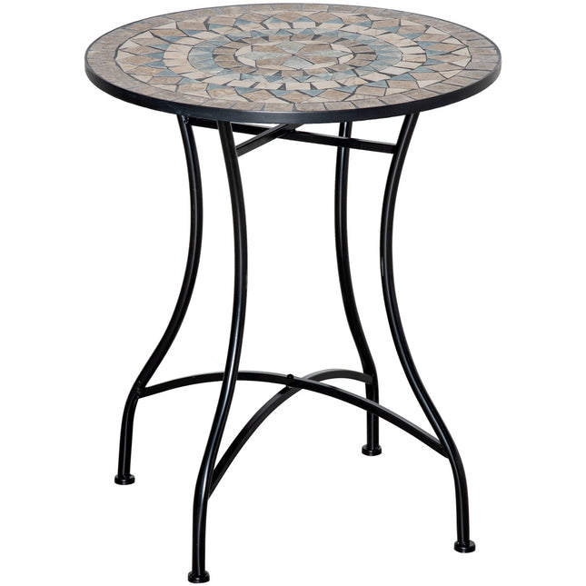 Runder Gartentisch in Mosaik - Keramik, Metall Ø60cm