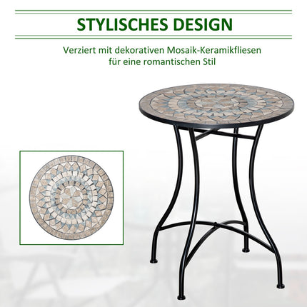 Runder Gartentisch in Mosaik - Keramik, Metall Ø60cm