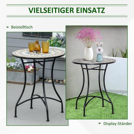 Runder Gartentisch in Mosaik - Keramik, Metall Ø60cm