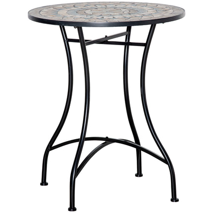Runder Gartentisch in Mosaik - Keramik, Metall Ø60cm