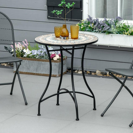 Runder Gartentisch in Mosaik - Keramik, Metall Ø60cm