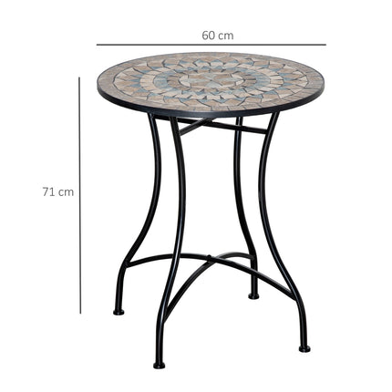 Runder Gartentisch in Mosaik - Keramik, Metall Ø60cm