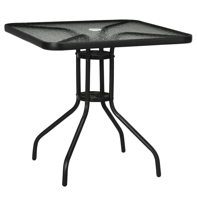 Quadratischer Metall-Gartentisch, 76x76 cm, wetterfest, schwarz