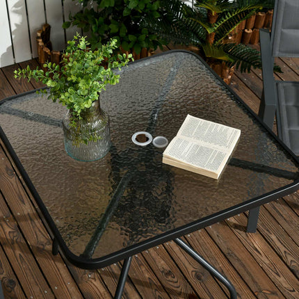 Quadratischer Metall-Gartentisch, 76x76 cm, wetterfest, schwarz