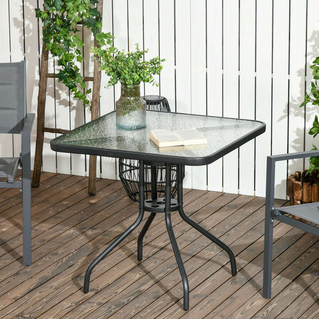 Quadratischer Metall-Gartentisch, 76x76 cm, wetterfest, schwarz