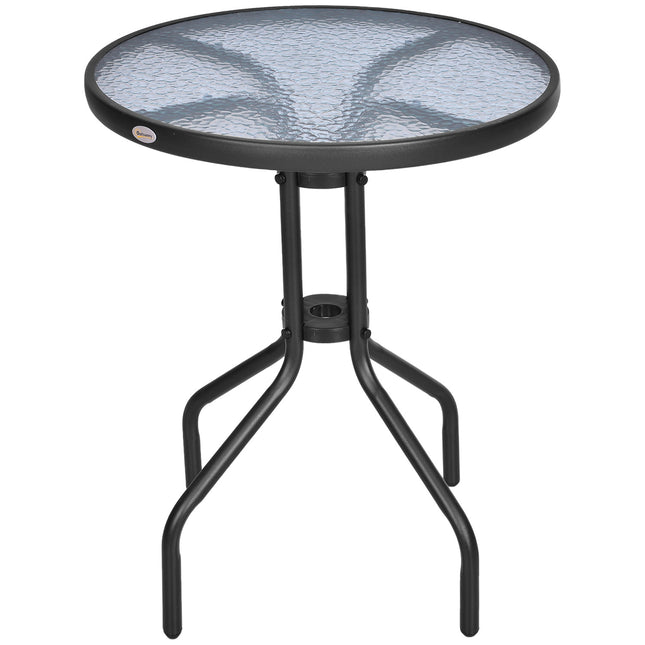Runder Gartentisch aus Metall und Glas – Ø60 x H70 cm