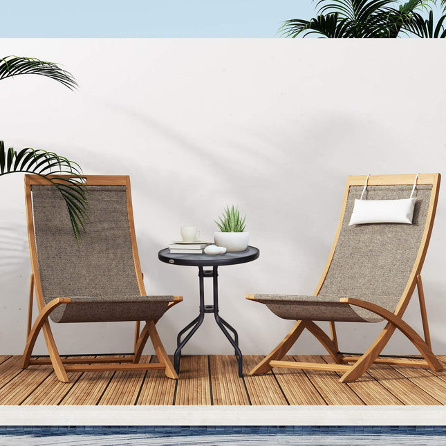 Runder Gartentisch aus Metall und Glas – Ø60 x H70 cm