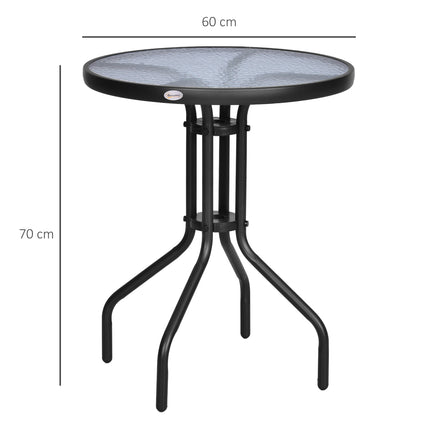 Runder Gartentisch aus Metall und Glas – Ø60 x H70 cm