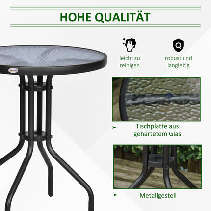 Runder Gartentisch aus Metall und Glas – Ø60 x H70 cm