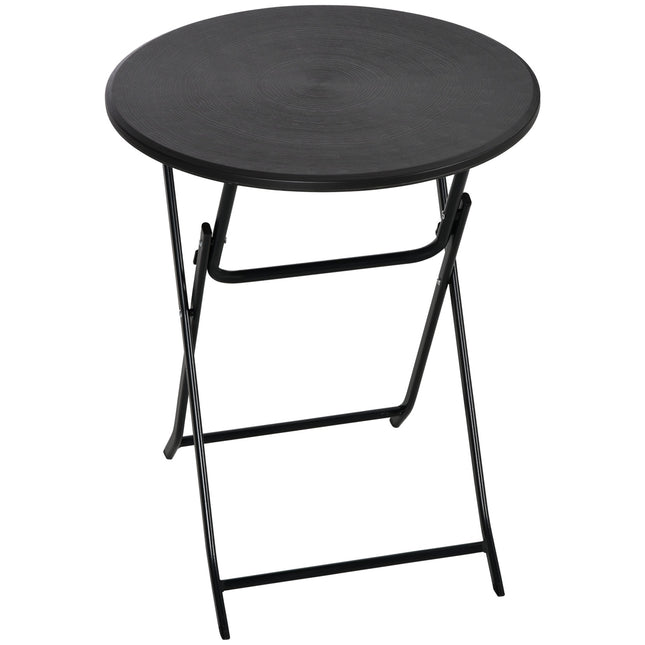 Runder klappbarer Gartentisch – 60 cm, dunkelgraue Holzoptik
