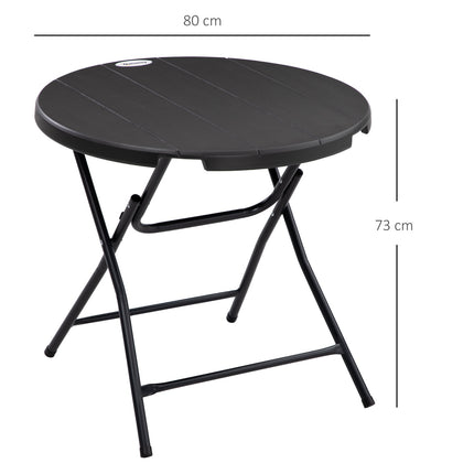 Kulatý skládací zahradní jídelní stůl, 80 cm, tmavě šedá