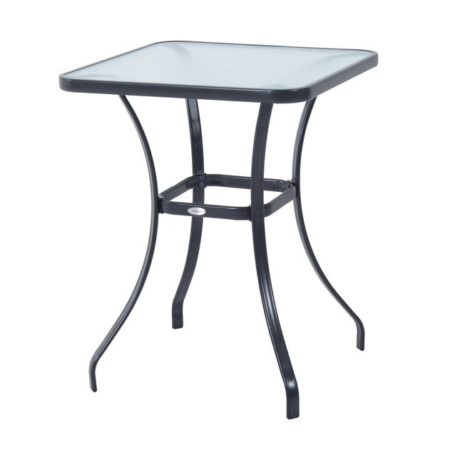 Quadratischer Gartentisch, wetterfestes Glas, 68,5 cm, schwarz